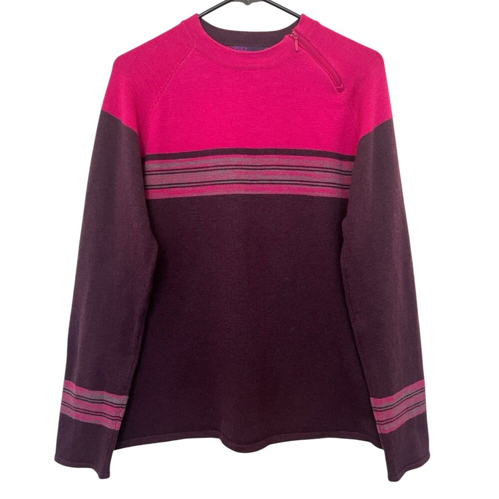 PRANA Pink Purple Mariana Wool Blend Pullover Crew Neck Sweater Women's Large